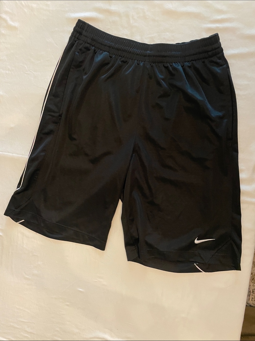 Nike Men’s Basketball Black Athletic Shorts with White Swoosh